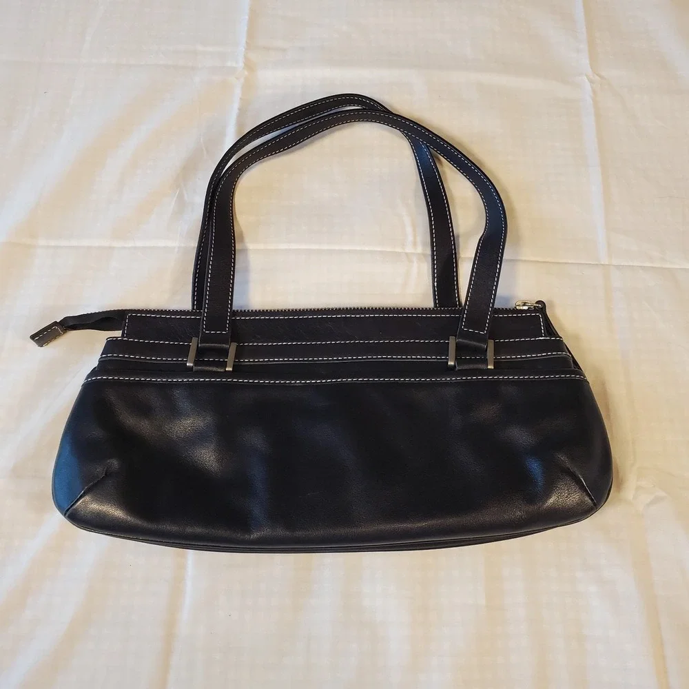 lauren ralph LRL Bag satchel handbag Black Turn Key Lock Top Handles Purse‎ Vtg